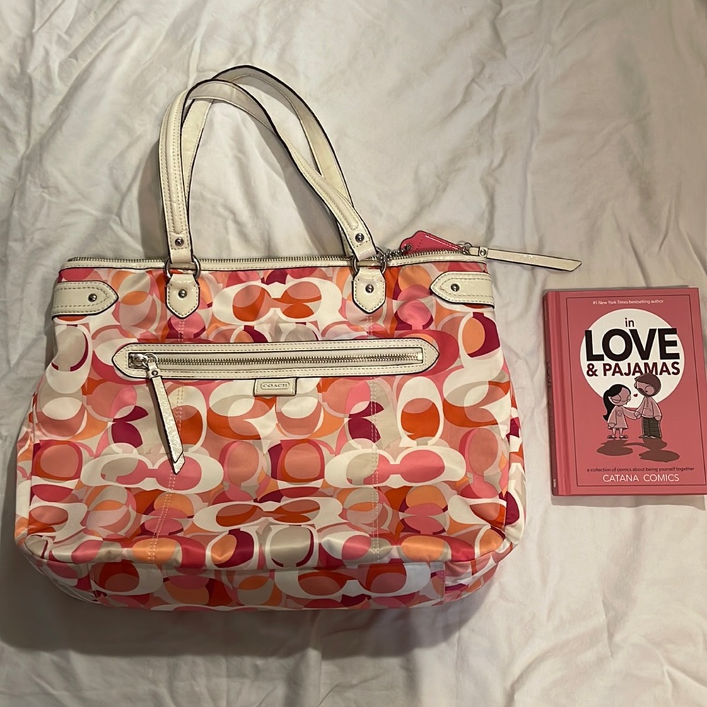 y2k pink multicolored large Coach tote